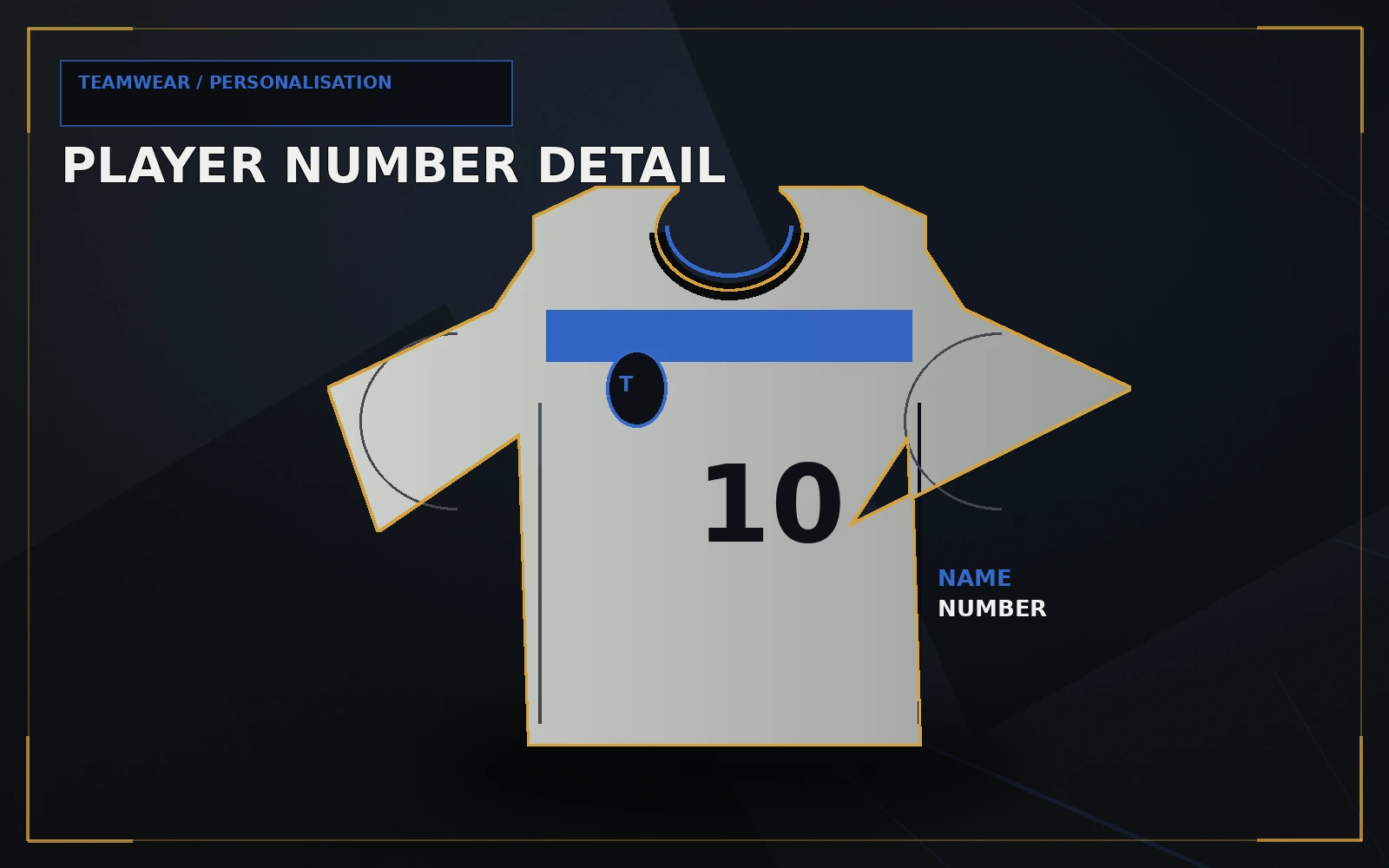 Custom team uniform personalisation detail