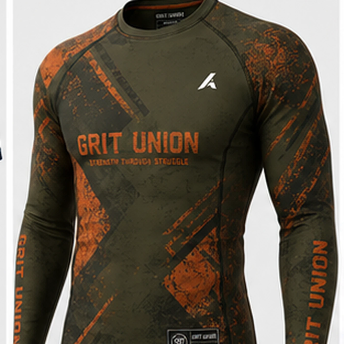 Grit Union Long-Sleeve Rash Guard — three-quarter angle view