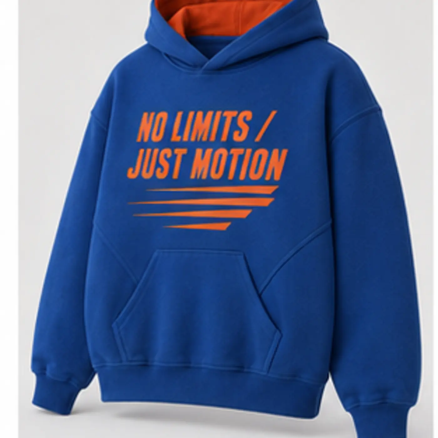 No Limits Cobalt Screen-Print Hoodie — three-quarter angle view