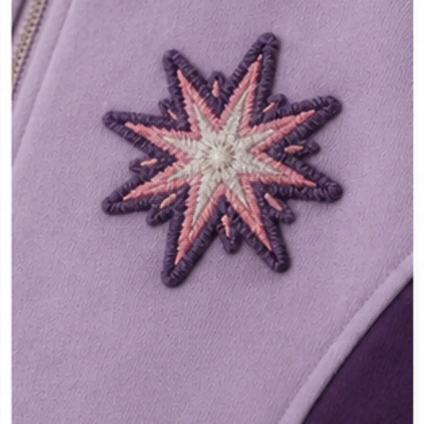 Lilac Starburst Embroidered Zip Hoodie — fabric and construction details