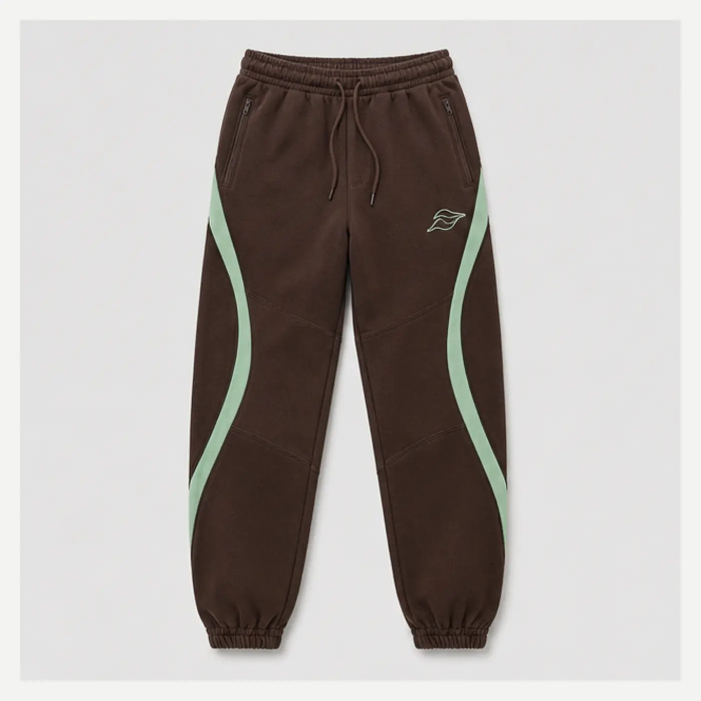 Espresso Curved-Panel Embroidered Joggers
