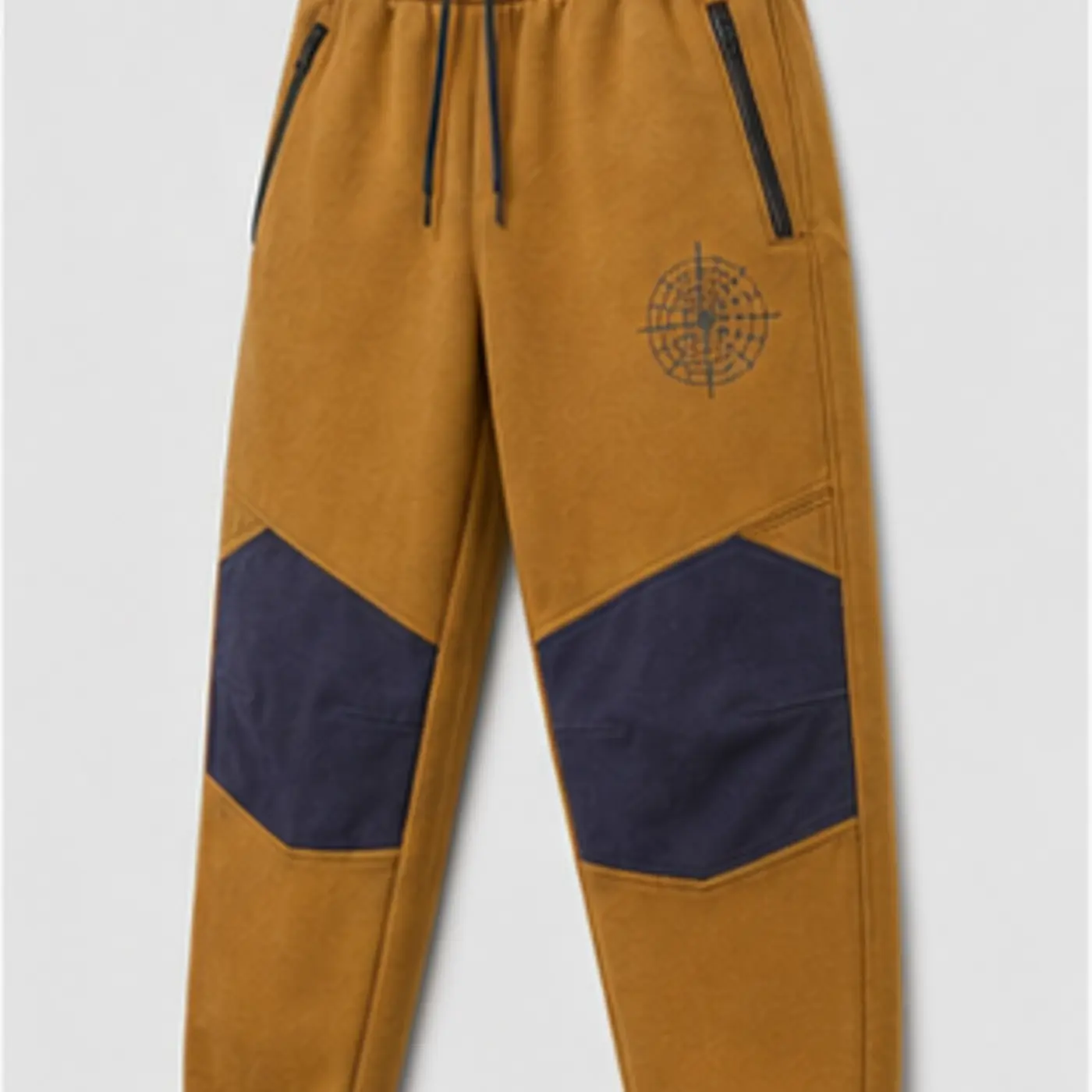 Ochre Utility Screen-Print Joggers — three-quarter angle view