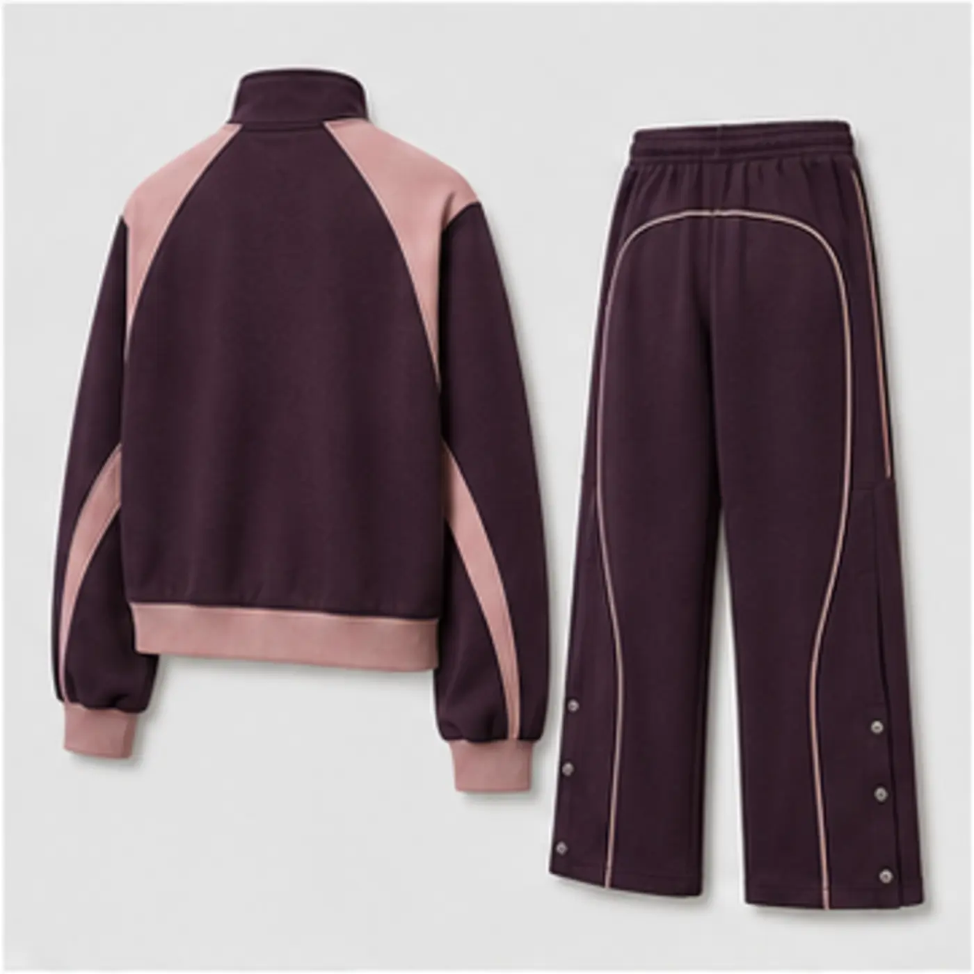 Aubergine Blush Appliqué Track Set — back view