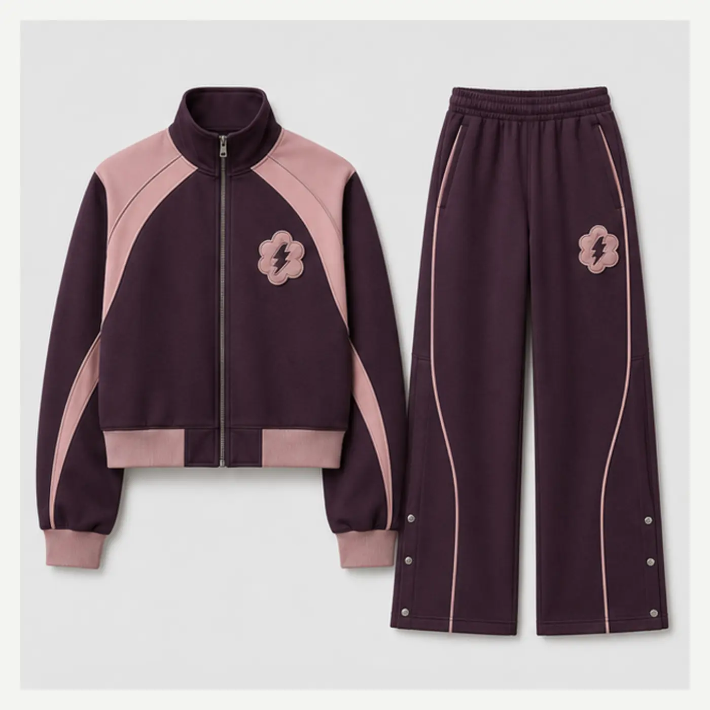 Aubergine Blush Appliqué Track Set