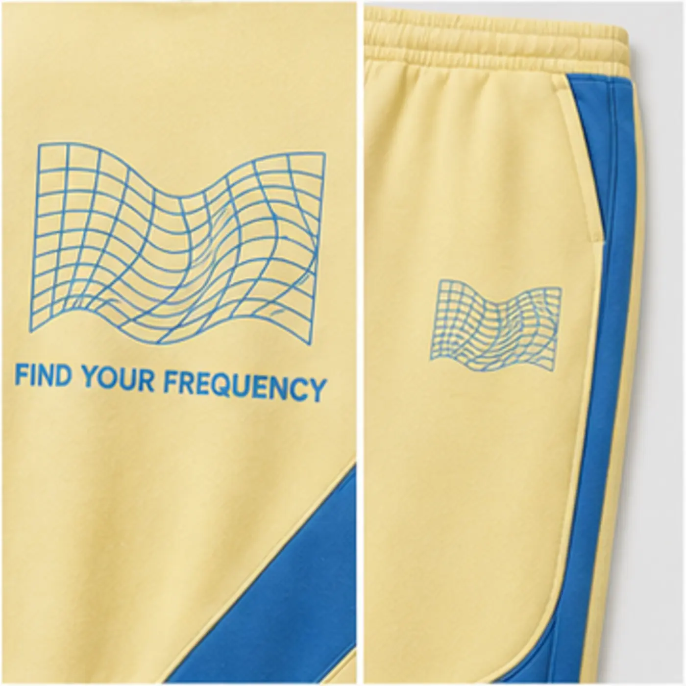 Find Your Frequency Panelled Sweat Set — fabric and construction details