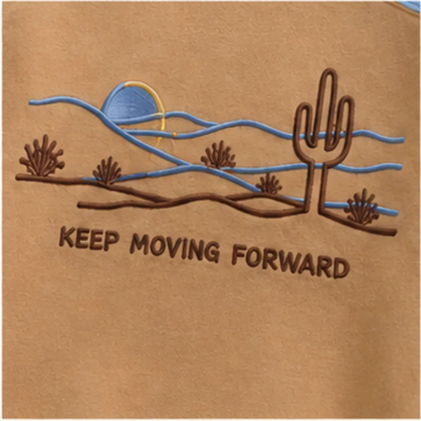 Desert Horizon Chain-Stitch Sweatshirt — fabric and construction details