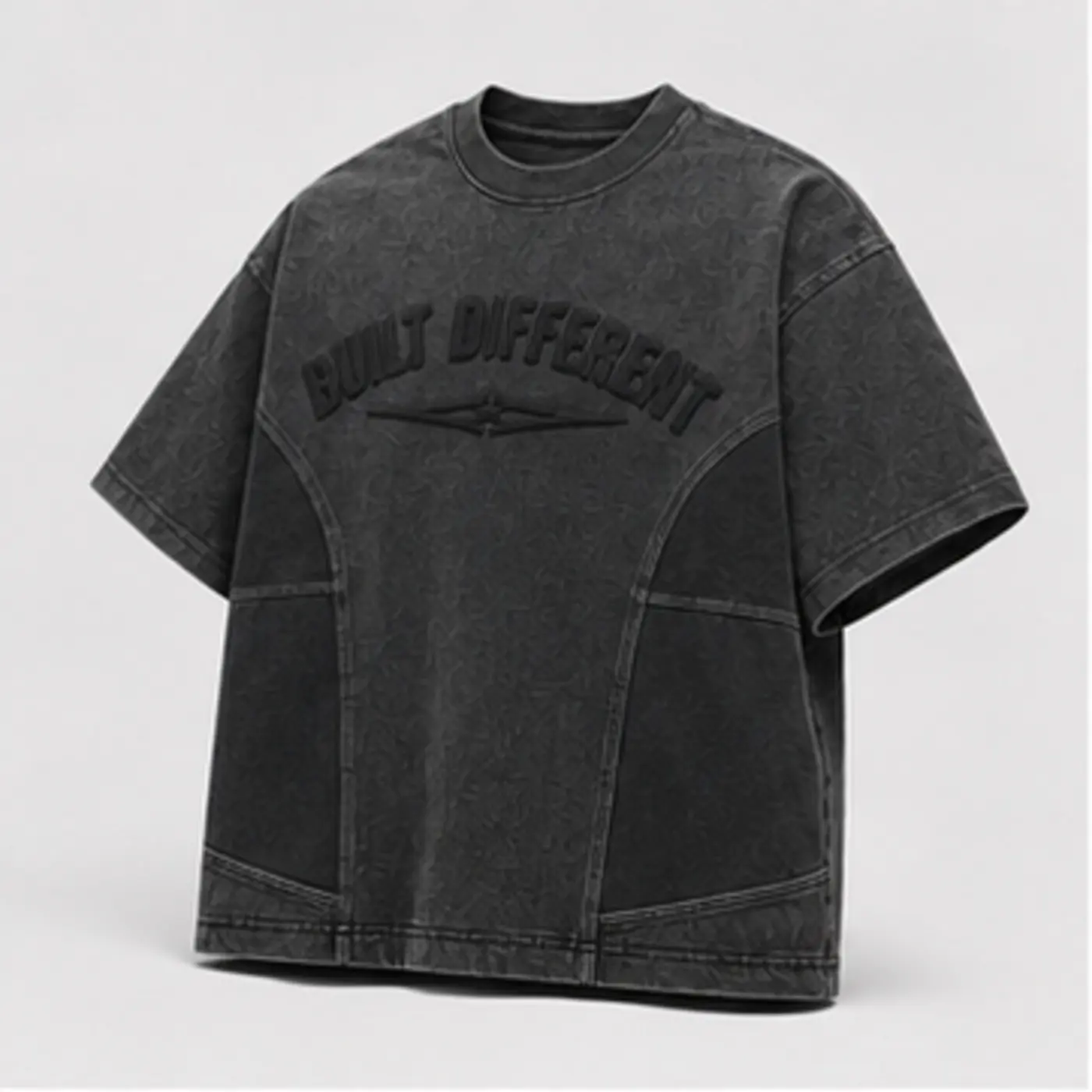 Washed Panel Puff-Print T-Shirt — three-quarter angle view