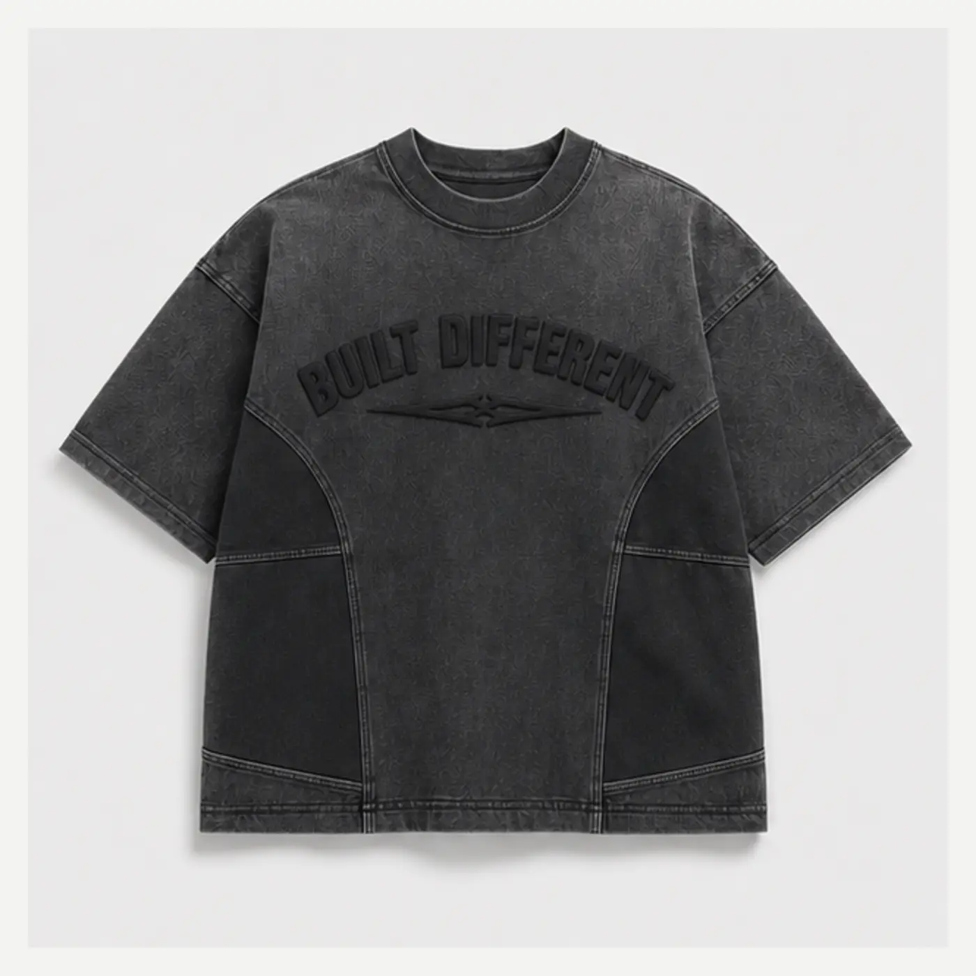 Washed Panel Puff-Print T-Shirt
