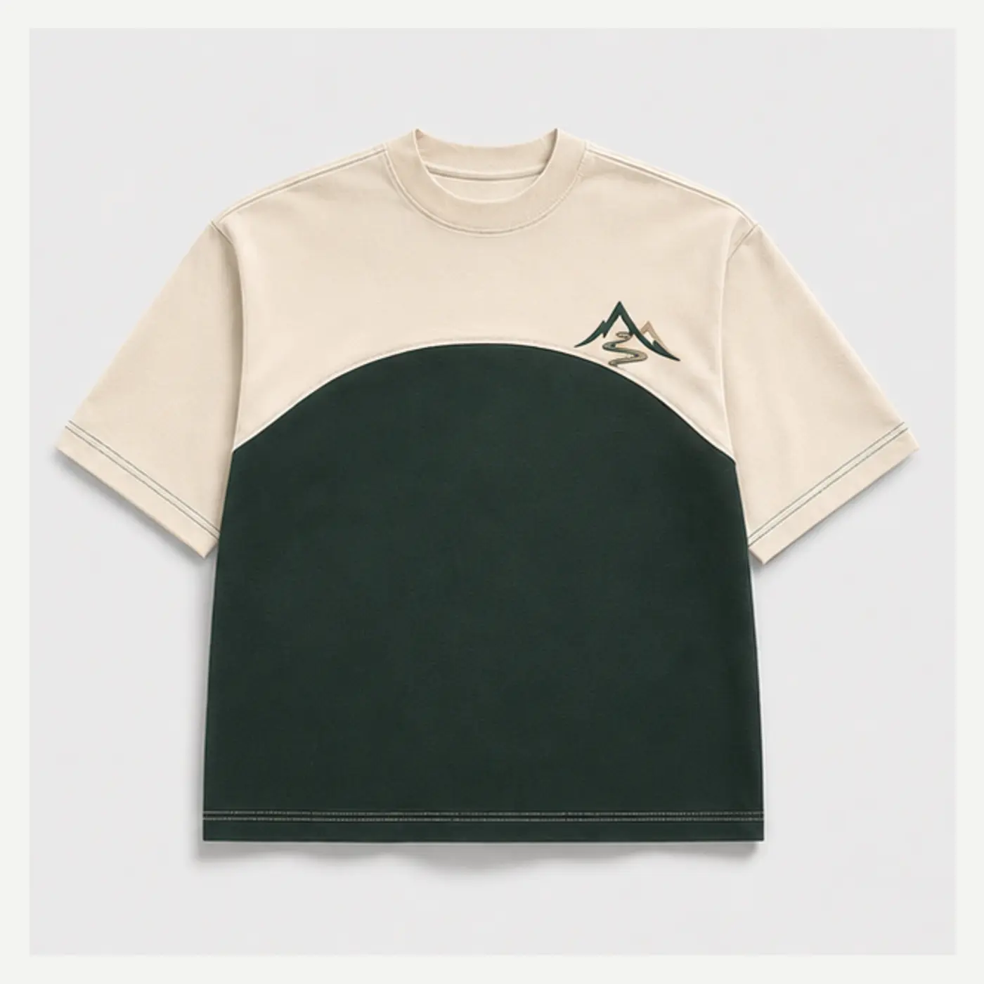 Curved Panel Embroidered T-Shirt