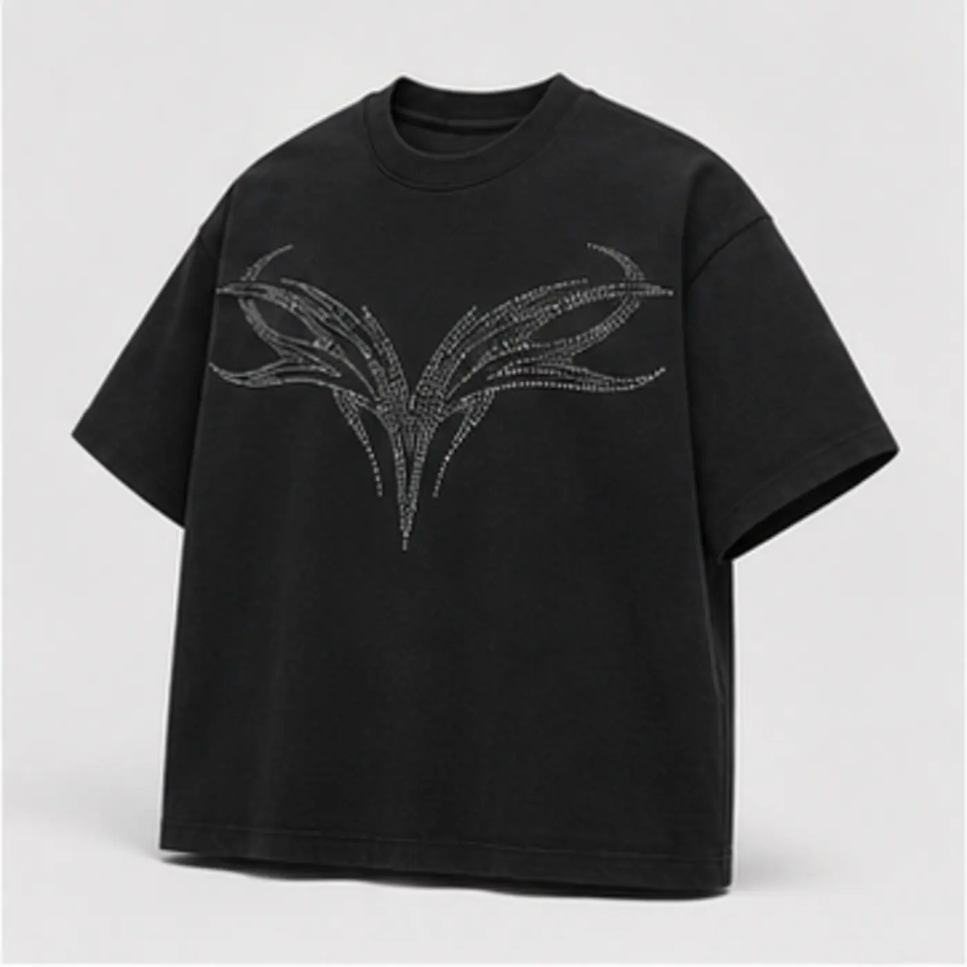 Rhinestone Wing Oversized T-Shirt — three-quarter angle view