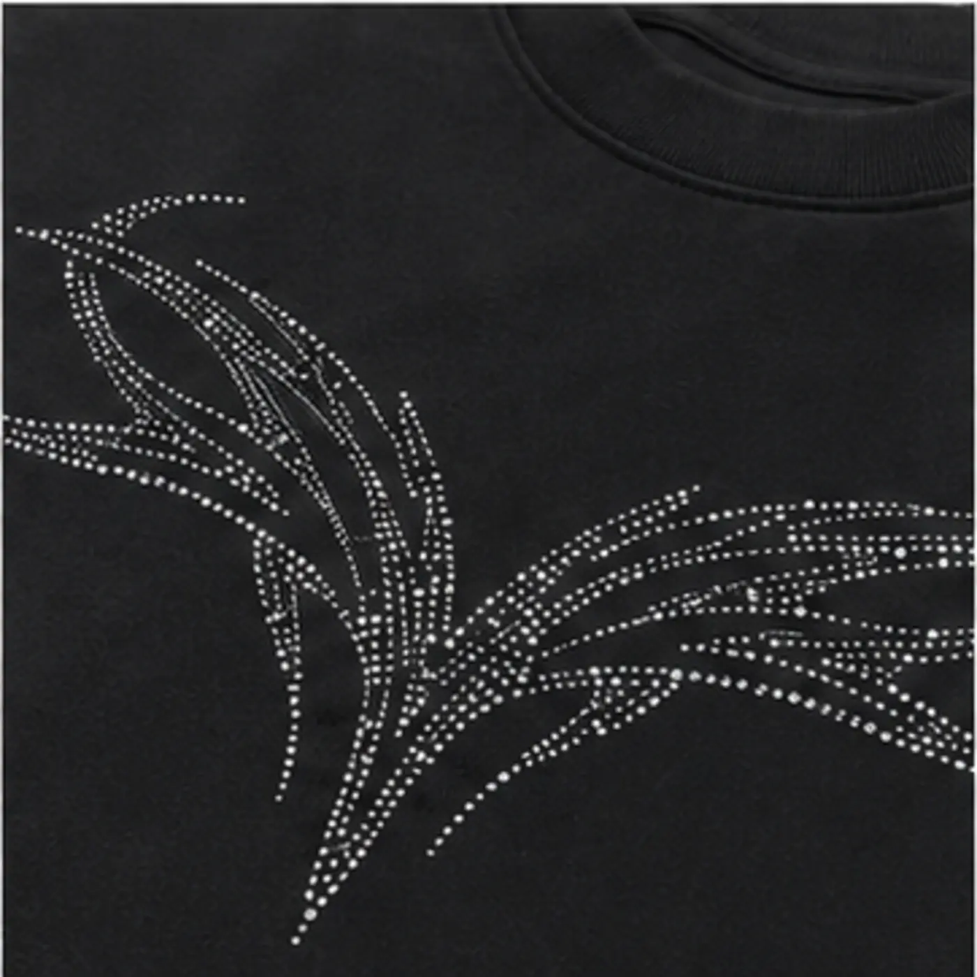 Rhinestone Wing Oversized T-Shirt — fabric and construction details