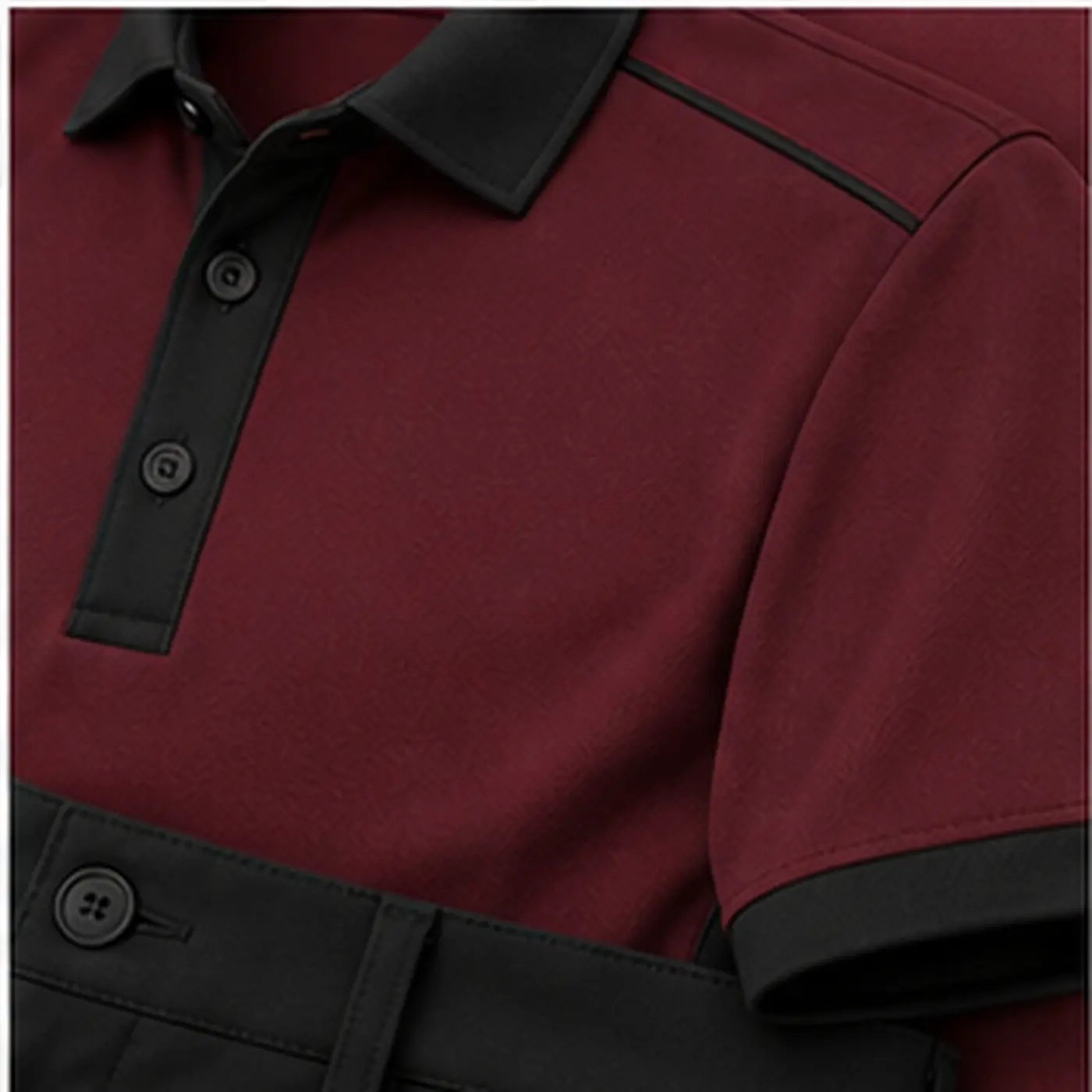 Maroon Tour Golf Uniform — fabric and construction view