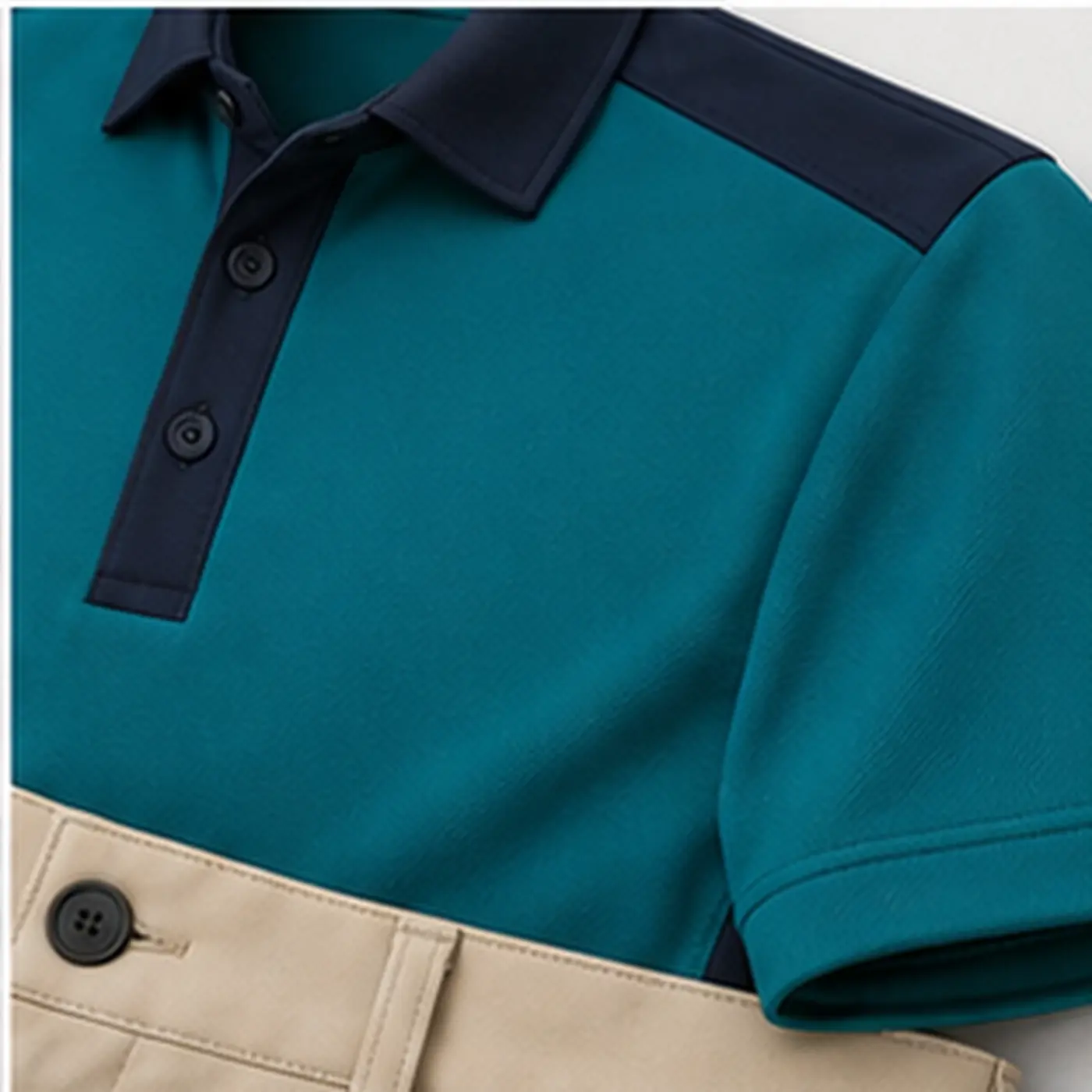 Teal Club Golf Uniform — fabric and construction view